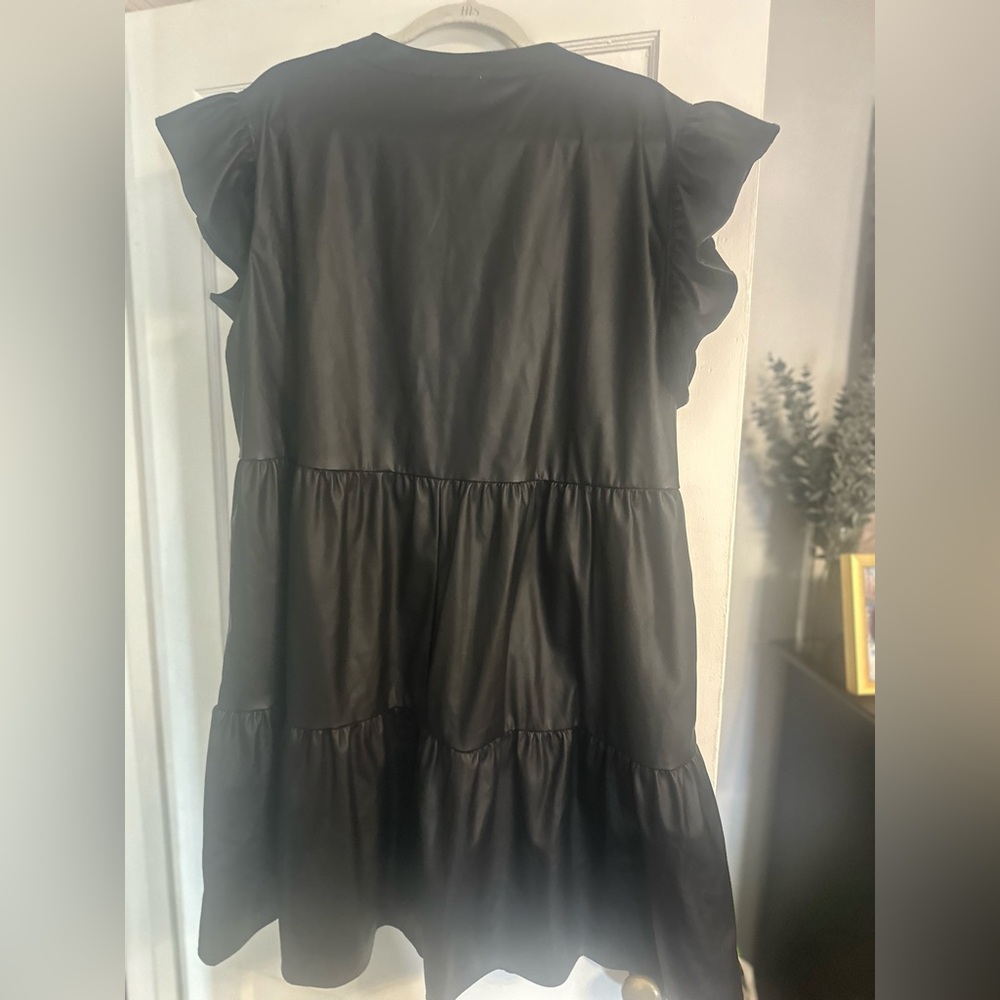 Faux Leather Ruffle Dress - Picture 5 of 5